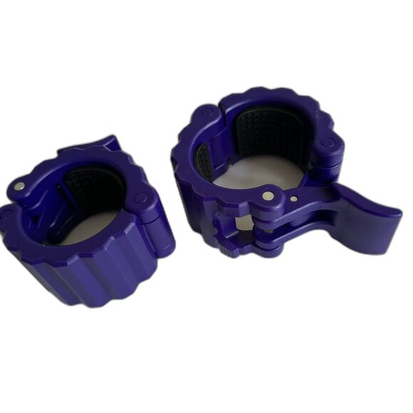 NWT Purple Barbell Clamps Collars Quick Release Pair Weight Clips for 2" Bar - Picture 4 of 5
